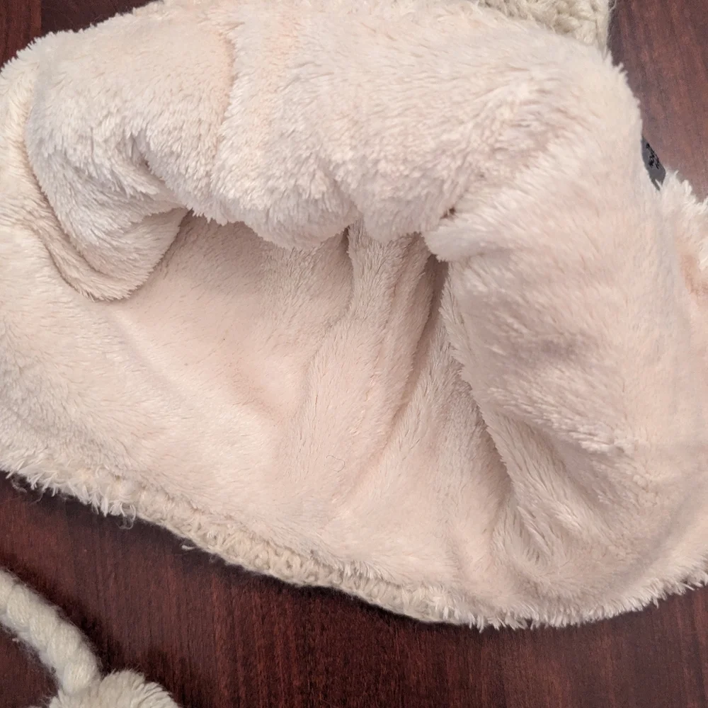 North Face Fuzzy Earflap Beanie Winter Hat, Lined
